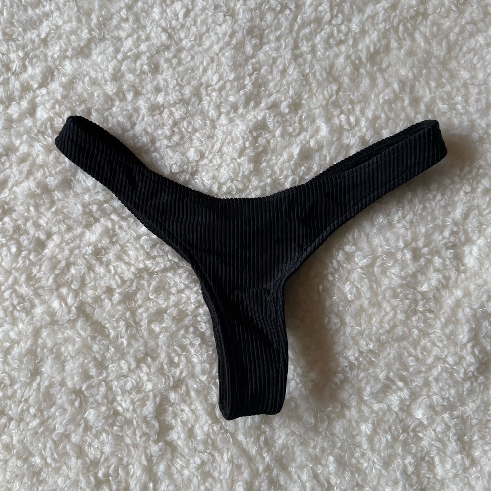 Frankie’s Bikinis Ribbed Black Bikini Bottoms